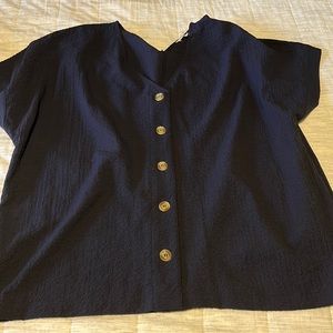 Navy button down blouse